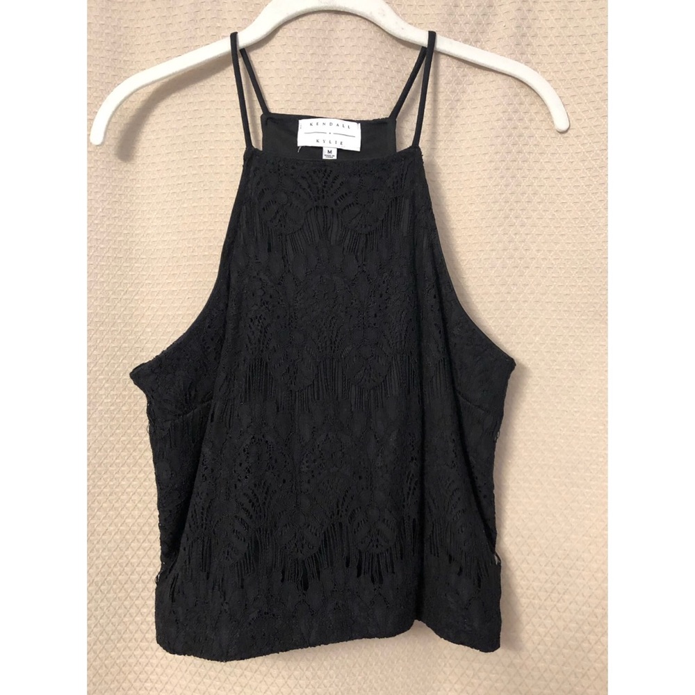 Kendall and Kylie black lace tank